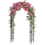 88in Steel Garden Arch Arbor Trellis with Planter Boxes for Climbing Plants Outdoor, Yard, Wide Sturdy Durable Garden Arch for Lawn,Outdoor Wedding Arch(Black)