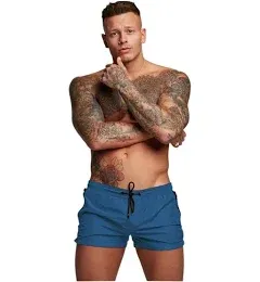 Redqenting Mens Swim Trunks Quick Dry Swimwear Zipper Pockets, Swim Shorts with Mesh Lining Black