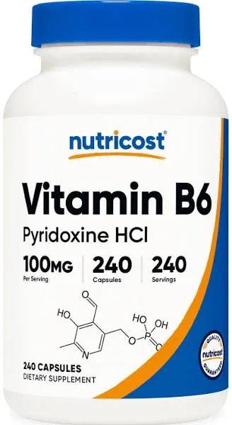 Nutricost Vitamin B6 Pyridoxine HCl 25 mg - 240 Capsules