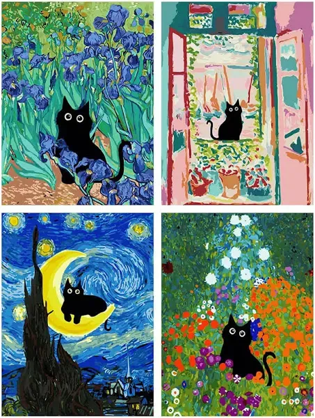 Paint by Numbers for Adults and Kids Beginner, Cat Painting by Number Kits on Ca