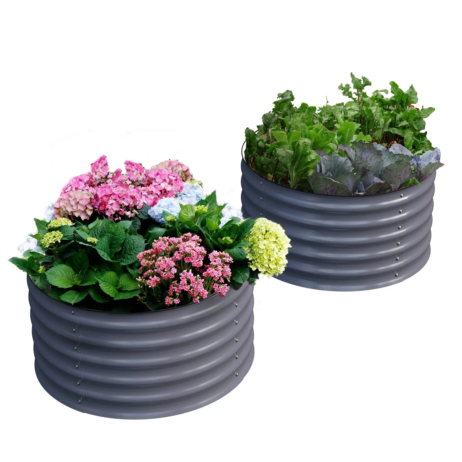 Olle 2 Pack 17" Tall Durable Round Raised Garden Bed