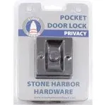 Premium Square Pocket Door Lock, Privacy (Bed/Bath) Latch, Clear Pack, Vintage Bronze by Stone Harbor Hardware | MaxWarehouse.com