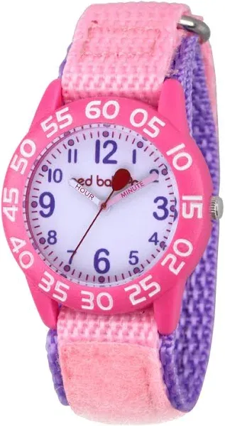 Girls' Red Balloon Plastic Time Teacher Nylon Strap Watch - Pink