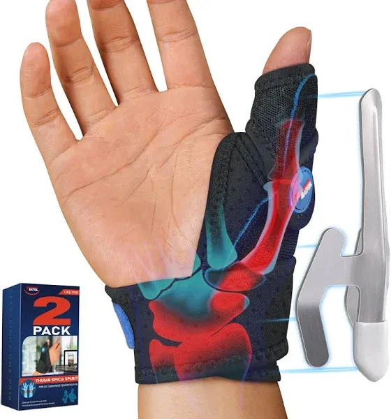 Featol 2 Pack Thumb Brace for De Quervains Tenosynovitis Thumb Spica Splint for Cmc Joint Support