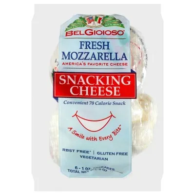 Belgioioso Snacking Cheese, Fresh Mozzarella - 6 pack, 1 oz packages