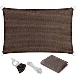 Eden's Decor Straight Flat-Edged Sun Shade Sail Rectangular 5' x 7' Brown UV-Blocking Outdoor Canopy Fabric Cloth Awning for Pergola Patio Garden