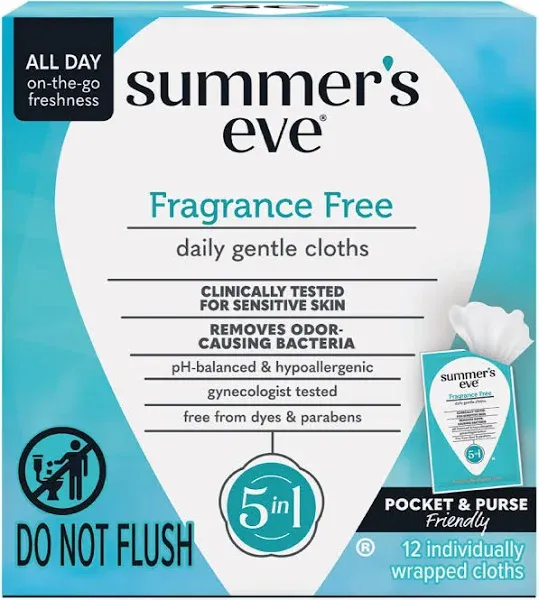 Summer's Eve Fragrance Free Daily Refreshing Feminine Wipes (12 ct)