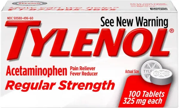 Tylenol Regular Strength Tablets 325 Mg 100 Count