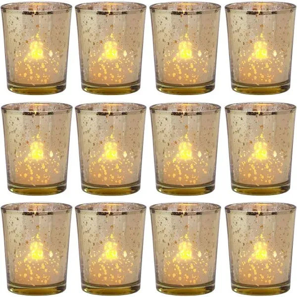 Elements Gold Mercury Glass Votives Holders Set of 12