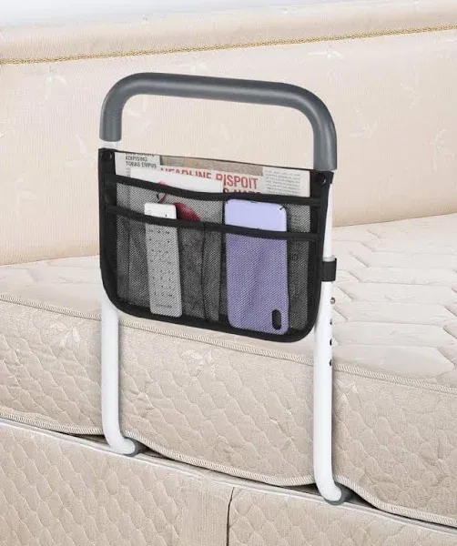 Bed Rails for Elderly Adults Safety - Adjustable Bed Assist Rail for Seniors - Stable Bed Side Rails Handle Support Bar Bed Guard Rails with Storage Bag & Fixing Strap, Fit King Queen Full Twin Bed