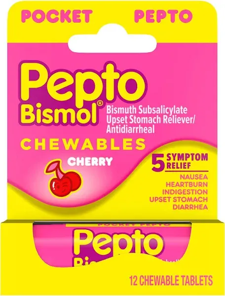 Pepto Bismol Pocket Chewable Tablets for Nausea, Heartburn, Indigestion Lot Of 2