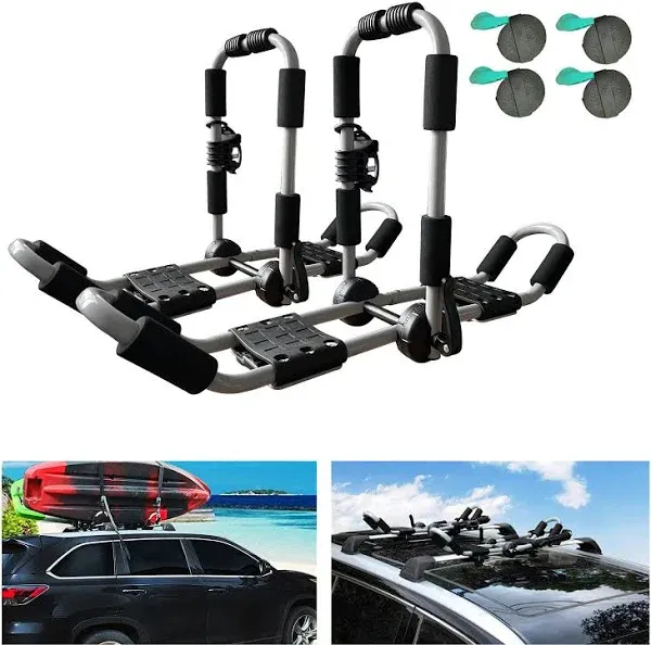 Kayak Roof Rack 4-in-1 Folding Adjustable Bilateral J-Shaped Roof Rack for Ka...