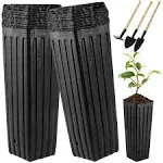 50 Pcs 12" Tall Tree Pots Plastic Deep Nursery Pots Tall Nursery Tree Pots Plant Deep Seedling Pots, Flower Plant Container Pots with 3 Pcs Garden Tools for Indoor Outdoor Use