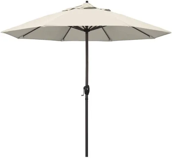 California Umbrella 9 ft. Aluminum Market Umbrella Auto Tilt Crank Lift Bronze-Olefin-Antique Beige