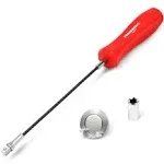 Powerbuilt Magnetic Oil Drain Plug Remover Tool, Flexible Shaft for Easy Reach, Hex Bit Magnet Adapter, Hold and Remove Plugs - Red 942072