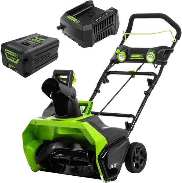 Greenworks 60V 20" Brushless Cordless Snow Blower (Single-Stage), 5.0 Ah Battery and Charger Included