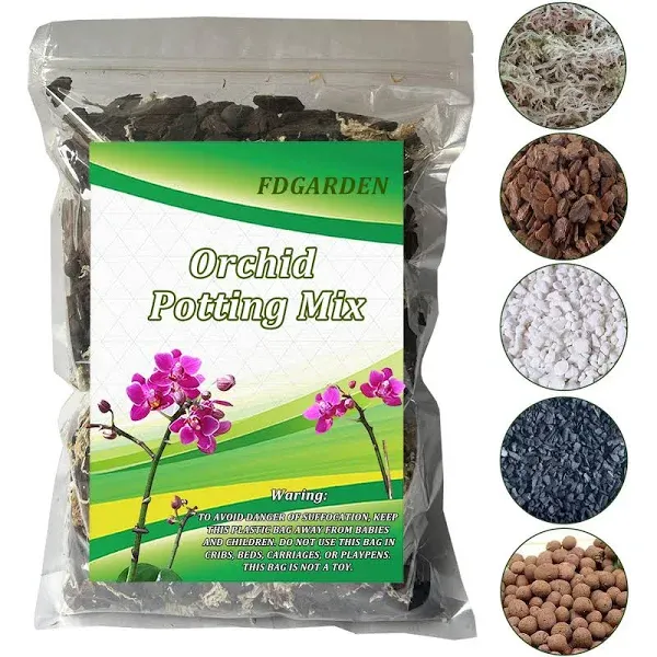 Orchid Potting Mix 2 qt Orchid Soil with Orchid Bark Coconut Husk Chips Perlite and Horticultural Charcoal Orchid Mix Soil for Plants Orchid Repotting Kit