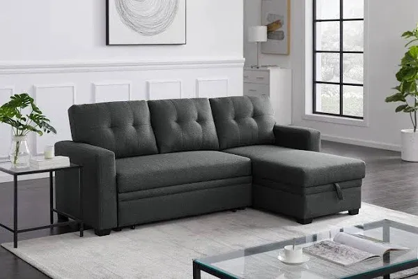 ROOMTEC 82" L-Shaped 3-Seaters Corner Sectional Sofa with Pull Out Sleeper Couch