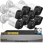 Oossxx (90 Days Storage & 4K /8.0 Megapixel ) 2-Way Audio 130 Ultra Wide-Angle Outdoor PoE Security Camera System Home Security System Video