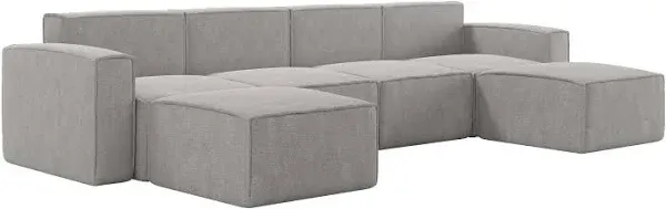 Flash Furniture IS-IT2231-6PCSEC-GRY-GG Luxury Modular 6 Piece Sectional Sofa, Gray