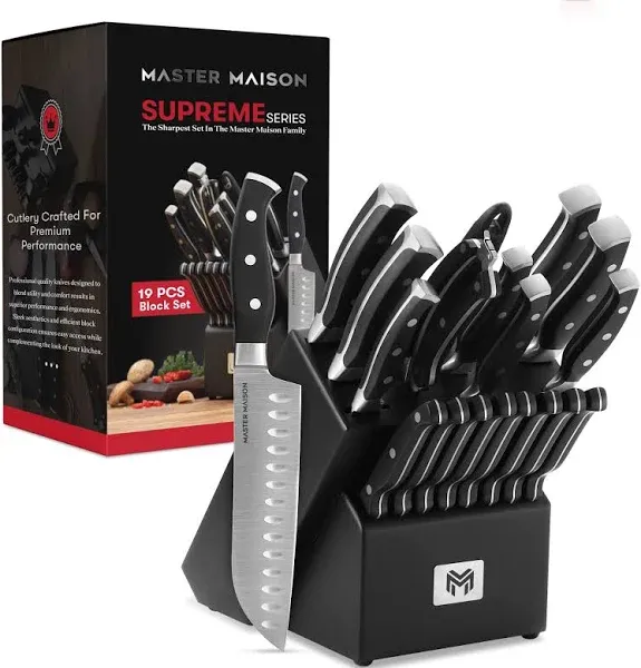 Master Maison 19-Piece Premium Kitchen Knife Set with Wooden Block