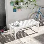 Outsunny Slatted Wooden Garden Bench, Curved Seat Front Porch Bench, White