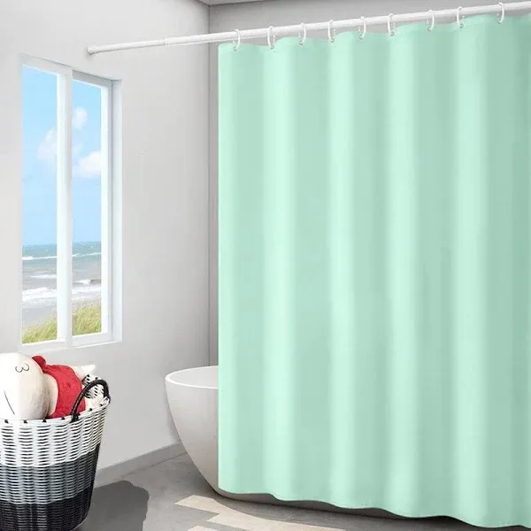 LLSCL Cyan Fabric Shower Curtain Liner with Magnets