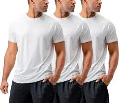 DEVOPS Men's 3-Pack Quick Dry Short Sleeve T-Shirt Sun Protection Running Athletic Workout Active Shirts