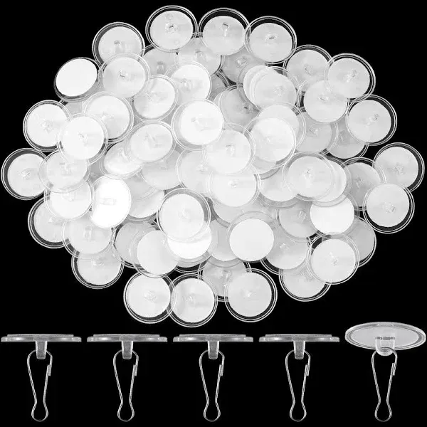 80 Pack Self-Adhesive Ceiling Hooks for Hanging, Sticky Damage-Free No-Drill ...