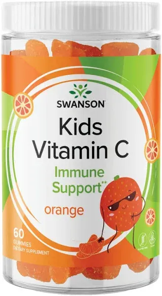 Swanson, Vitamine C pour enfants, Orange, 60 gommes