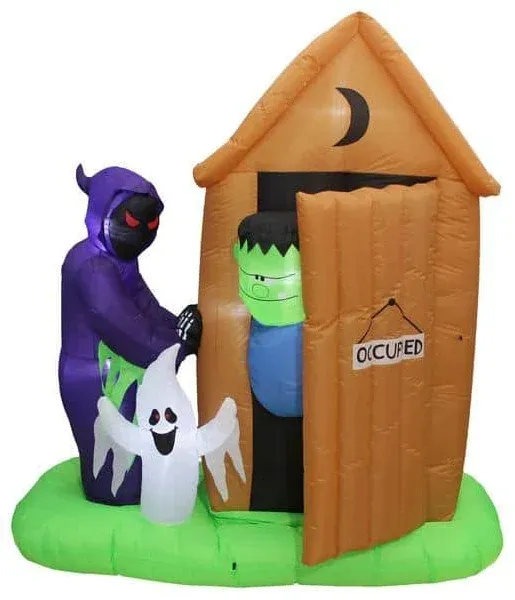 A Holiday Company Animated Inflatable Monster Outhouse Scene