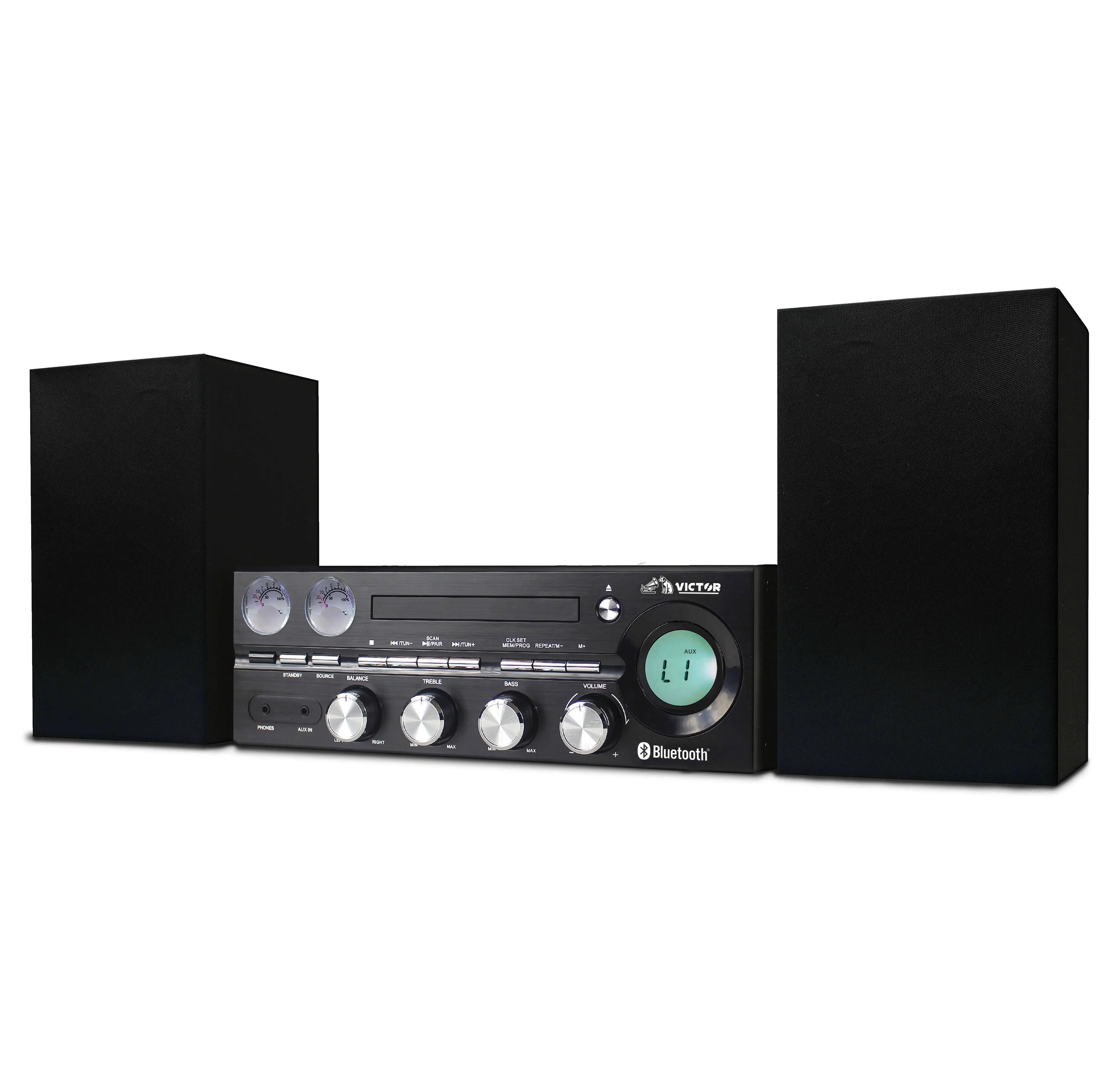 Victor Milwaukee Desktop CD Stereo System,Black