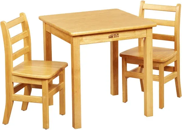 ECR4Kids 24in x 24in Square Hardwood Table with 24in Legs and Two 14in