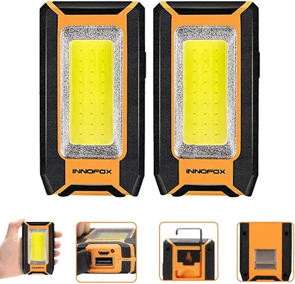 2pack LED Rechargeable Magnetic Work Light 40W 1500Lumens, Hanging Hook 3 Lighting Modes, Job Site Lighting for Car Repairing, Camping, Working, and Hurricane