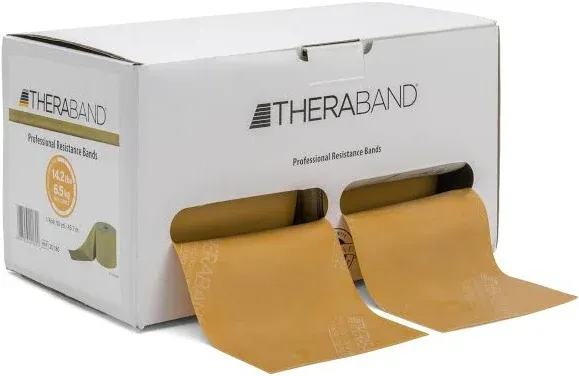 THERABAND Resistance Bands, Two 25 Yard Rolls Professional Latex Elastic Band For Upper Body, Lower Body, & Core Exercise, Physical Therapy, Pilates, At-Home Workouts, & Rehab, Gold, Max, Level 8