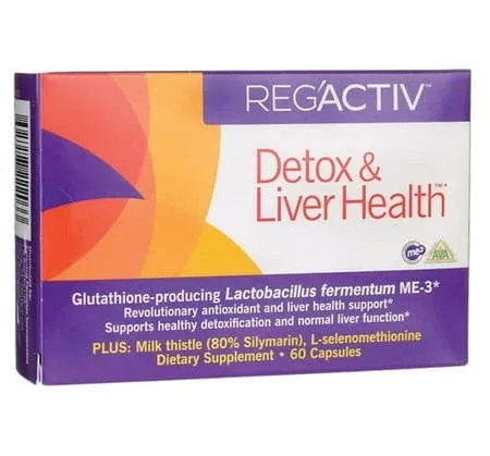 REG'ACTIV Detox & Liver Health, 60 Capsules, with Glutathione-producing Lactobacillus fermentum ME-3