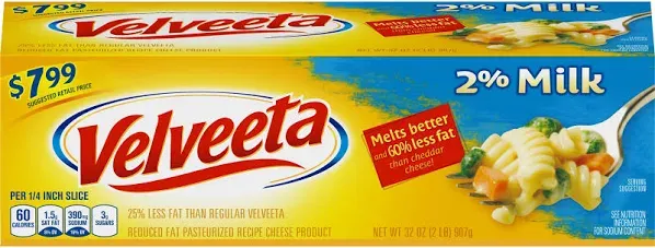 Velveeta Cheese Product, Pasteurized Recipe, Reduced Fat, 2% Milk - 32 oz