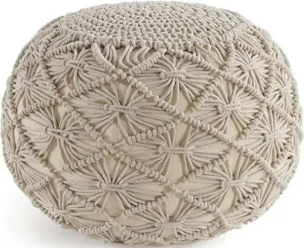 Lane Linen Pouf Ottoman Contemporary Macrame, 04: Macrame 