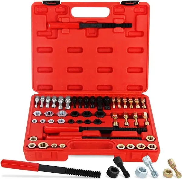 ABN Thread Chaser Set 49 Piece - SAE and Metric Thread Chaser Bolt Rethreading Kit - Taps, Dies, and Files with Case - Standard Sizes 1/4-20 through 5/1-18 - Metric Sizes M6-1.00 through M14-1.50