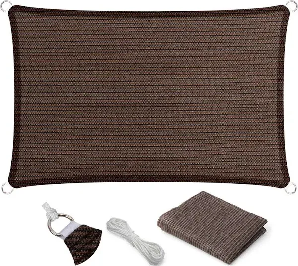 Straight Flat-Edged Sun Shade Sail Rectangular 5&#039; x 7&#039; Brown UV-Blocking Outd...