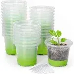 30 Packs 4&#034; Reinforced Clear Nursery Pots With Silicone Base For Easy Transplant