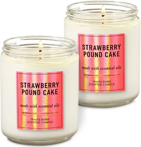 Bath & Body Works White Barn Strawberry Pound Cake Single Wick Scented Candle