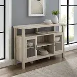 Walker Edison Tall Wood Universal TV Stand with Open Storage For TV's up to 58" Flat Screen Living Room Storage Entertainment Center, 52 Inch, Grey