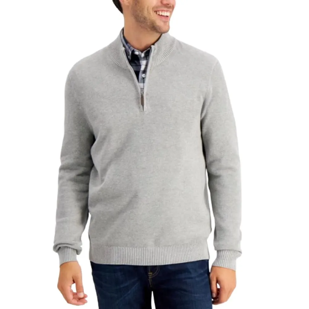 Club Room Men's Quarter-Zip Textured Cotton Sweater