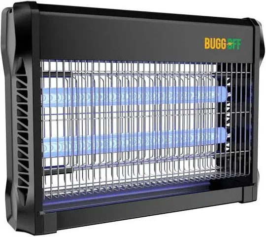 BUGGOFF Black Modern Indoor Electric Bug Zapper, 800 SQFT Coverage, 3500 Volts of Stunning Power, 20 Watts, Kills Mosquitos Gnats, Flys & More. 5 Year Warranty, X2 Free Replacment Bulb (4 Pack)