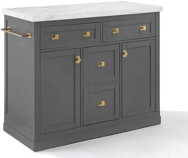 Crosley Furniture Claire Modern Wood Kitchen Island with Storage in Gray/White