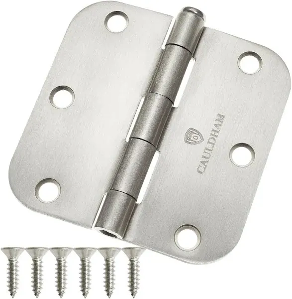 (12 Pack) Heavy-Duty 3-1/2" Interior Door Hinges with 5/8" Radius Corners - Satin Nickel