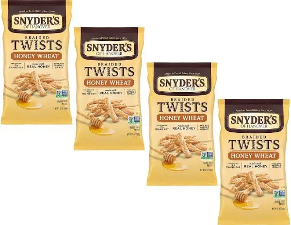 Snyder&#039;s of Hanover Honey Wheat Braided Twists 12 oz Snyders,(12 PACK)