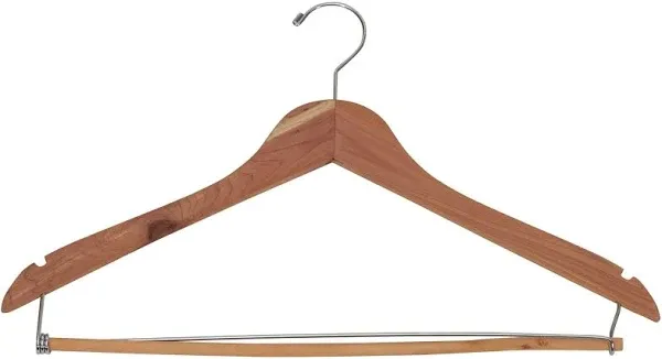 Household Essentials CedarFresh 26340 Red Cedar Wood Clothes Hangers | Locking Trouser Bar and Swivel Hook | Set of 4