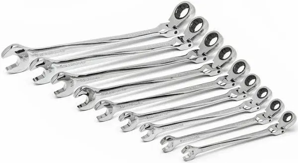 GEARWRENCH 9 Pc. 12 Pt. XL X-Beam Flex Head Ratcheting Combination Wrench Set, SAE - 85298